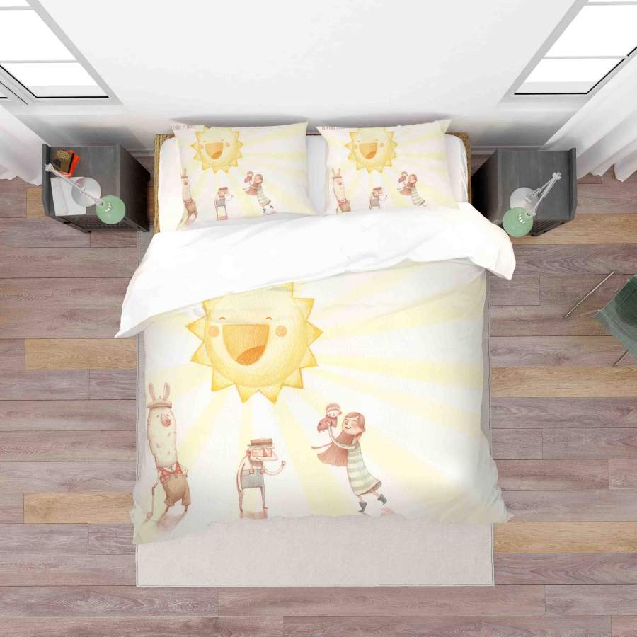 3D Cartoon Sun Alpaca Grandpa Mother Baby Quilt Cover Set Bedding Set Duvet Cover Pillowcases SF042