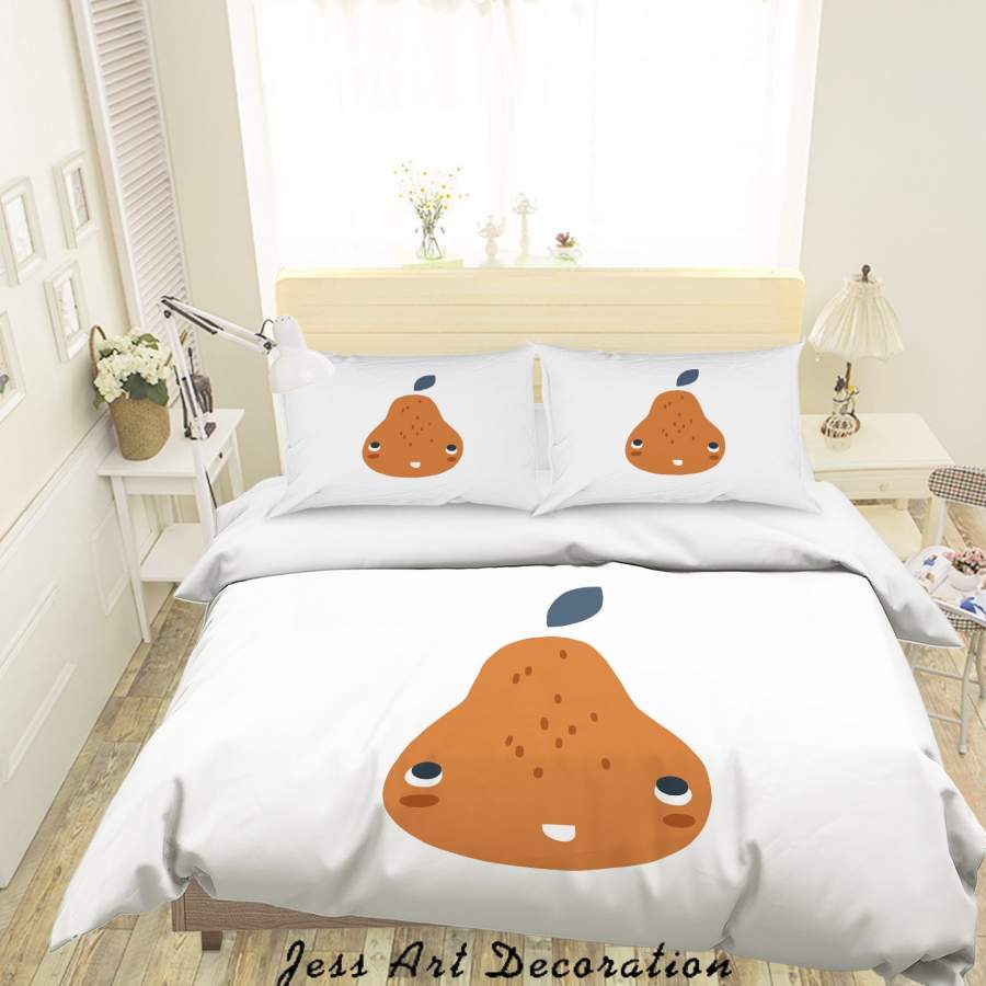 3D White Pear Quilt Cover Set Bedding Set Duvet Cover Pillowcases SF73