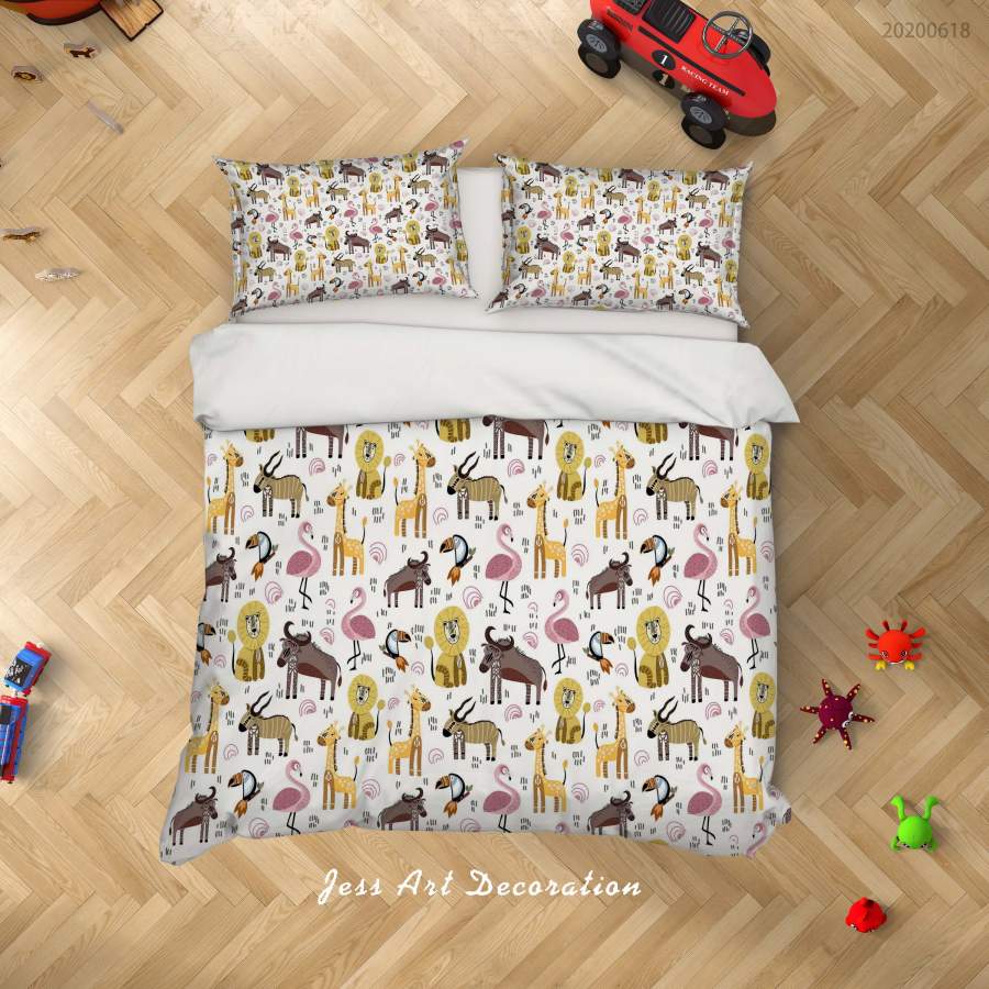 3D White Cartoon Animal Quilt Cover Set Bedding Set Duvet Cover Pillowcases SF76