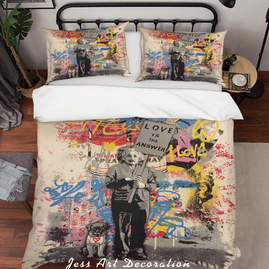 3D  Old Man Colorized Graffiti Quilt Cover Set Bedding Set Duvet Cover Pillowcases  ZY D79