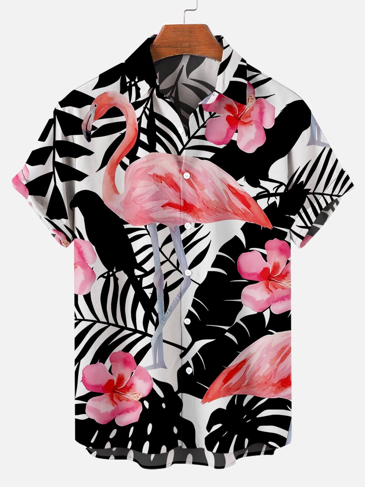 Tropical Jungle Pattern With Flamingo Men’S Hawaiian Shirt