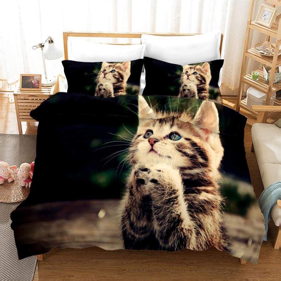 3D Cute Cat Quilt Cover Set Bedding Set Pillowcases 110