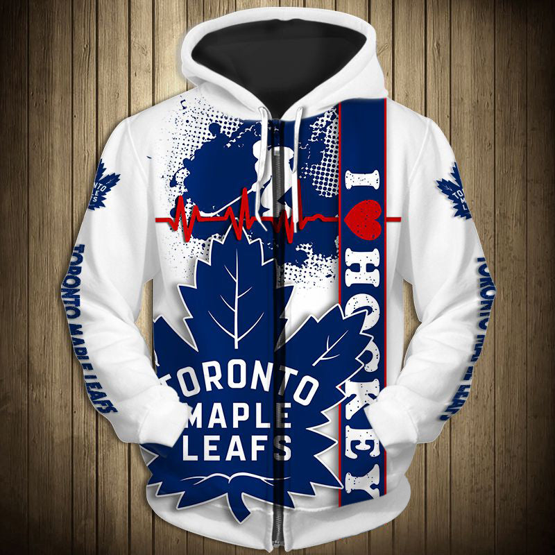 Toronto Maple Leafs Zip Up Hoodie Heart Beats