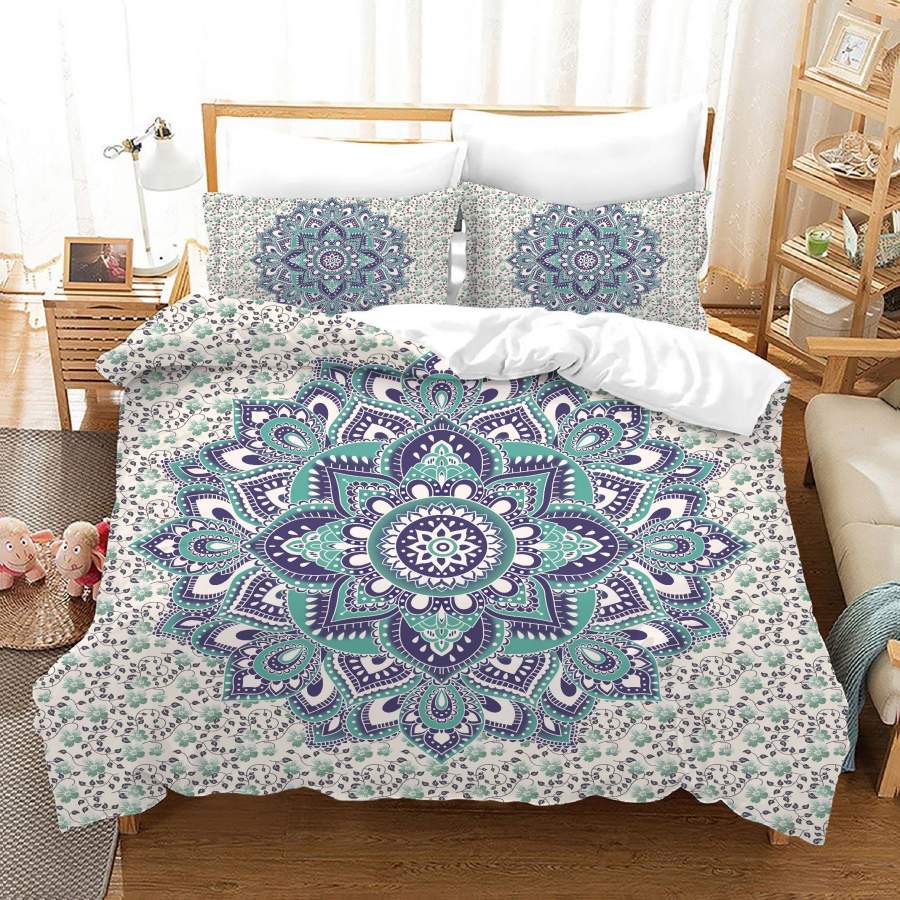 3D Medallion Floral Quilt Cover Set Bedding Set Duvet Cover Pillowcases JN 1088