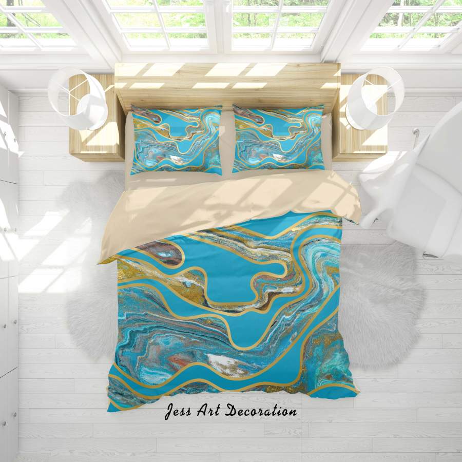 3D Abstract Blue Painting Quilt Cover Set Bedding Set Duvet Cover Pillowcases A331 LQH