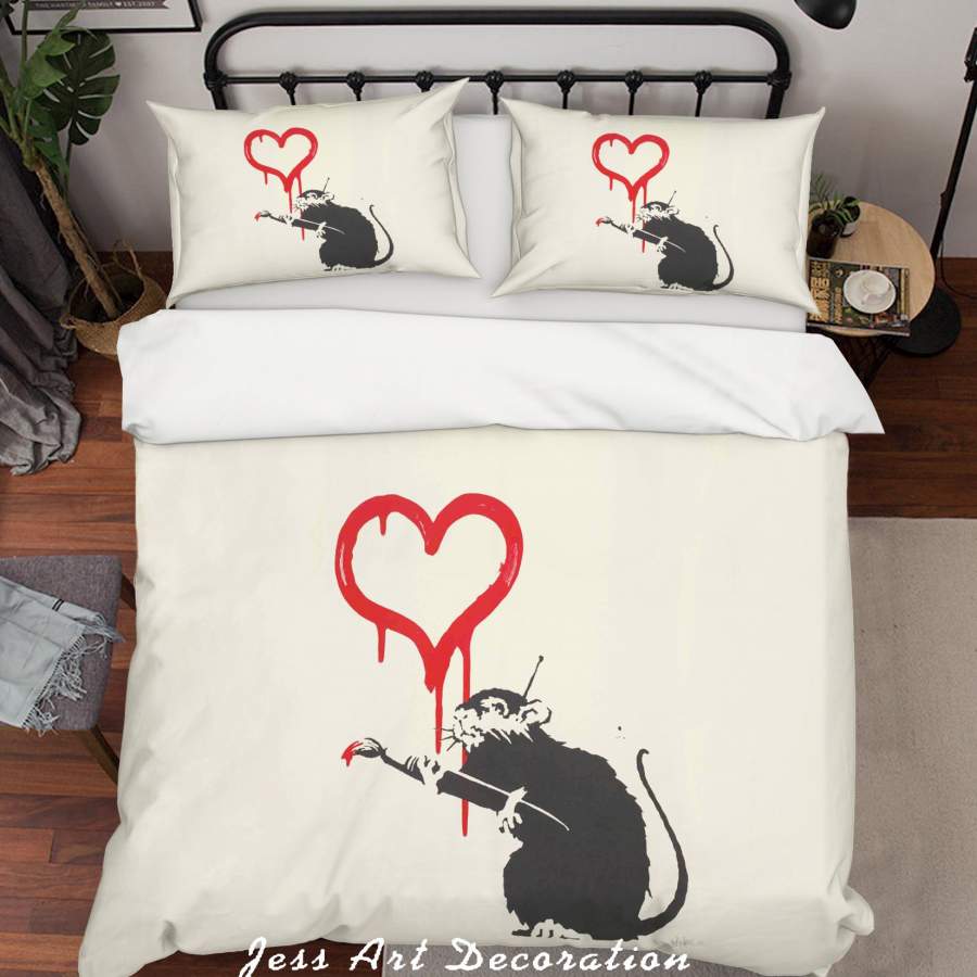 3D Banksy Love Rat Quilt Cover Set Bedding Set Duvet Cover Pillowcases  ZY D40