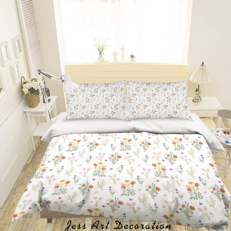 3D White Floral Quilt Cover Set Bedding Set Duvet Cover Pillowcases SF138