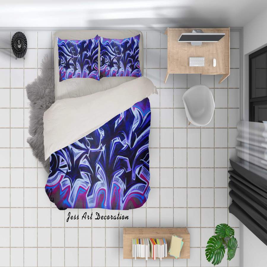 3D Purple Graffiti Quilt Cover Set Bedding Set Pillowcases 54