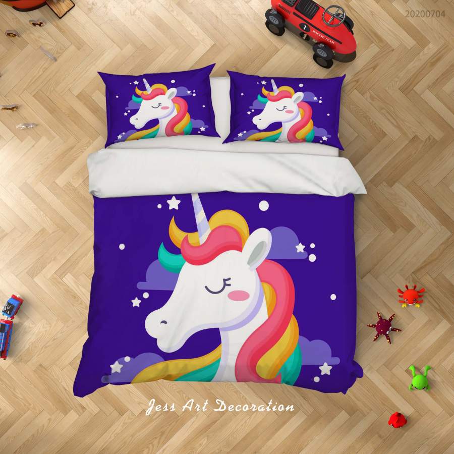 3D Unicorn Quilt Cover Set Bedding Set Duvet Cover Pillowcases SF289