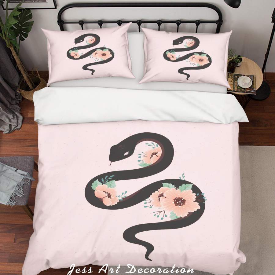 3D Pink Snake Quilt Cover Set Bedding Set Duvet Cover Pillowcases SF07