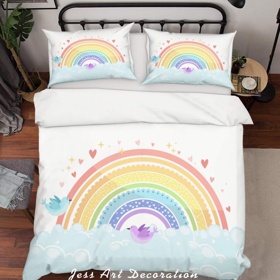 3D Cartoon Rainbow Bird Quilt Cover Set Bedding Set Duvet Cover Pillowcases A024 LQH