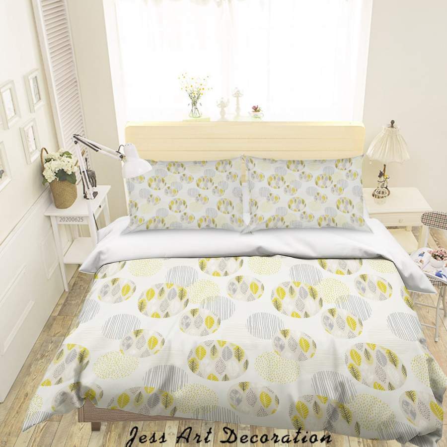 3D Circle Pattern Leaves Quilt Cover Set Bedding Set Duvet Cover Pillowcases SF04