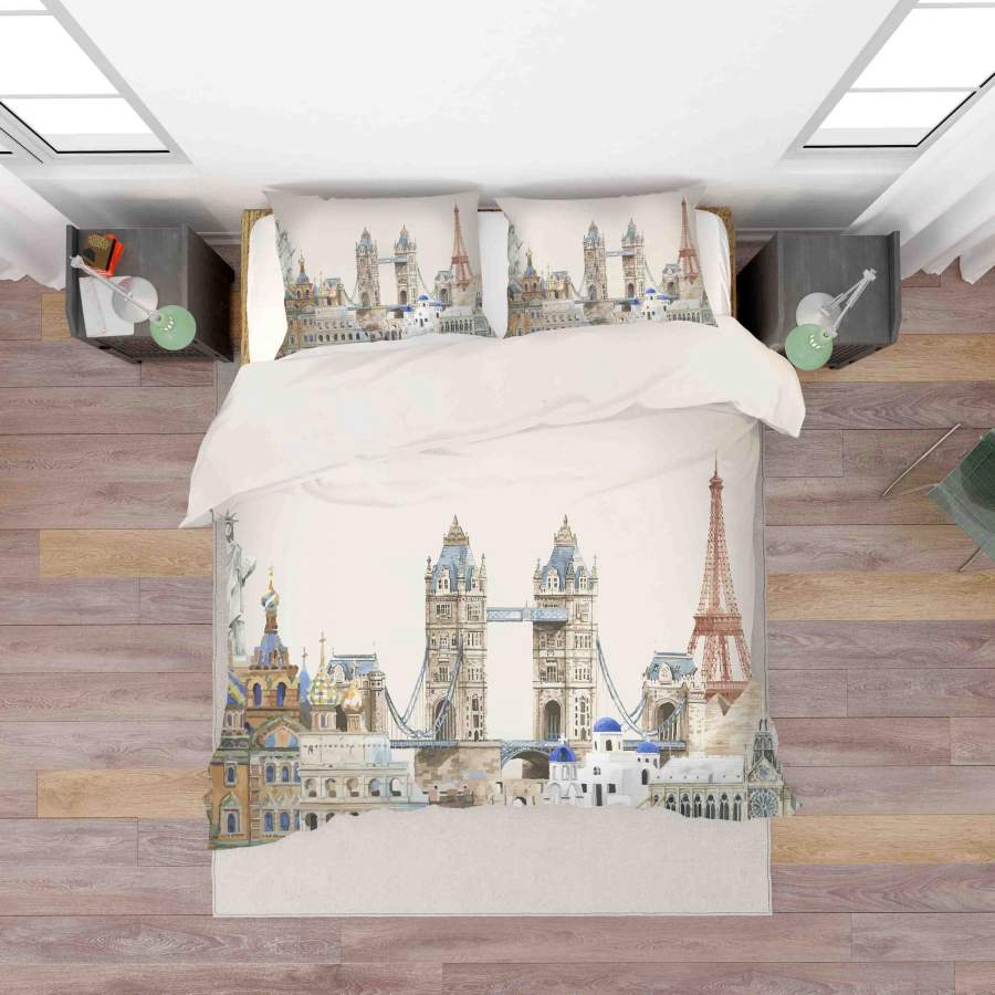 3D Landmark Building Tokyo Tower London Bridge Quilt Cover Set Bedding Set Duvet Cover Pillowcases SF022