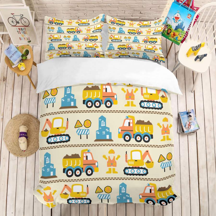 3D Cartoon Machineshop Truck Quilt Cover Set Bedding Set Pillowcases 85