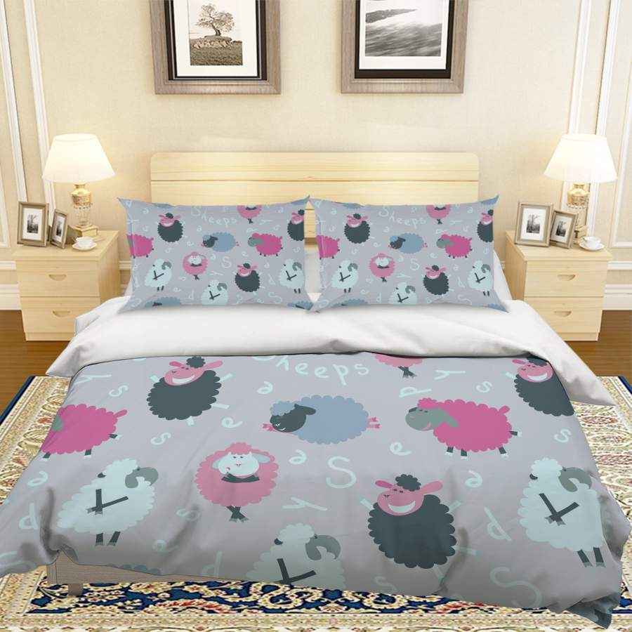 3D Cartoon Sheep Quilt Cover Set Bedding Set Pillowcases 70