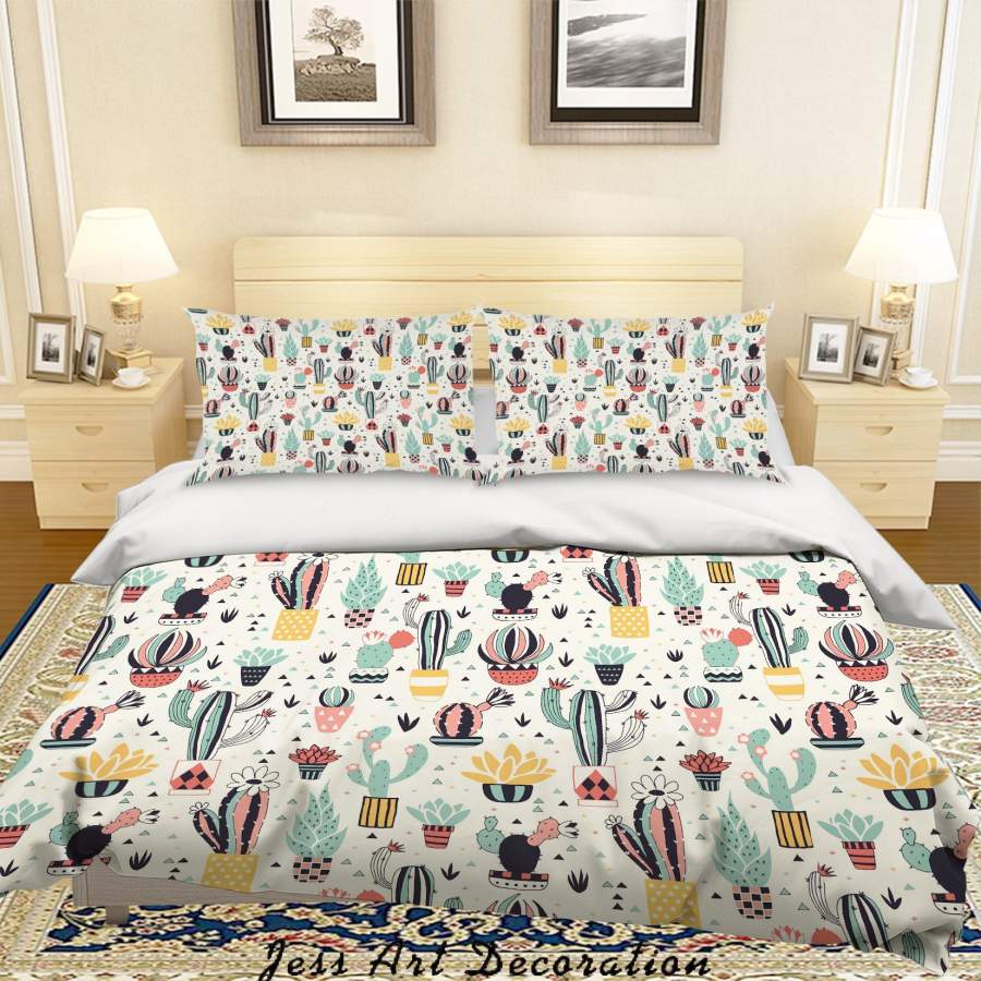 3D Potted Plants Cactus Succulents Quilt Cover Set Bedding Set Duvet Cover Pillowcases SF112