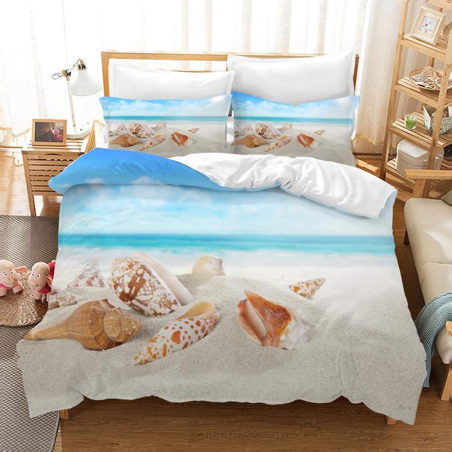 3D Sea Beach Conch Quilt Cover Set Bedding Set Pillowcases 128