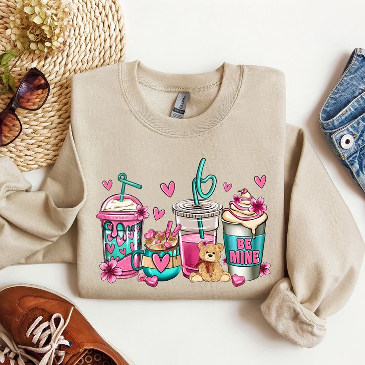 Valentine's Coffee Lover, Pink, Sweatshirt, Valentine's Day – Small / Red