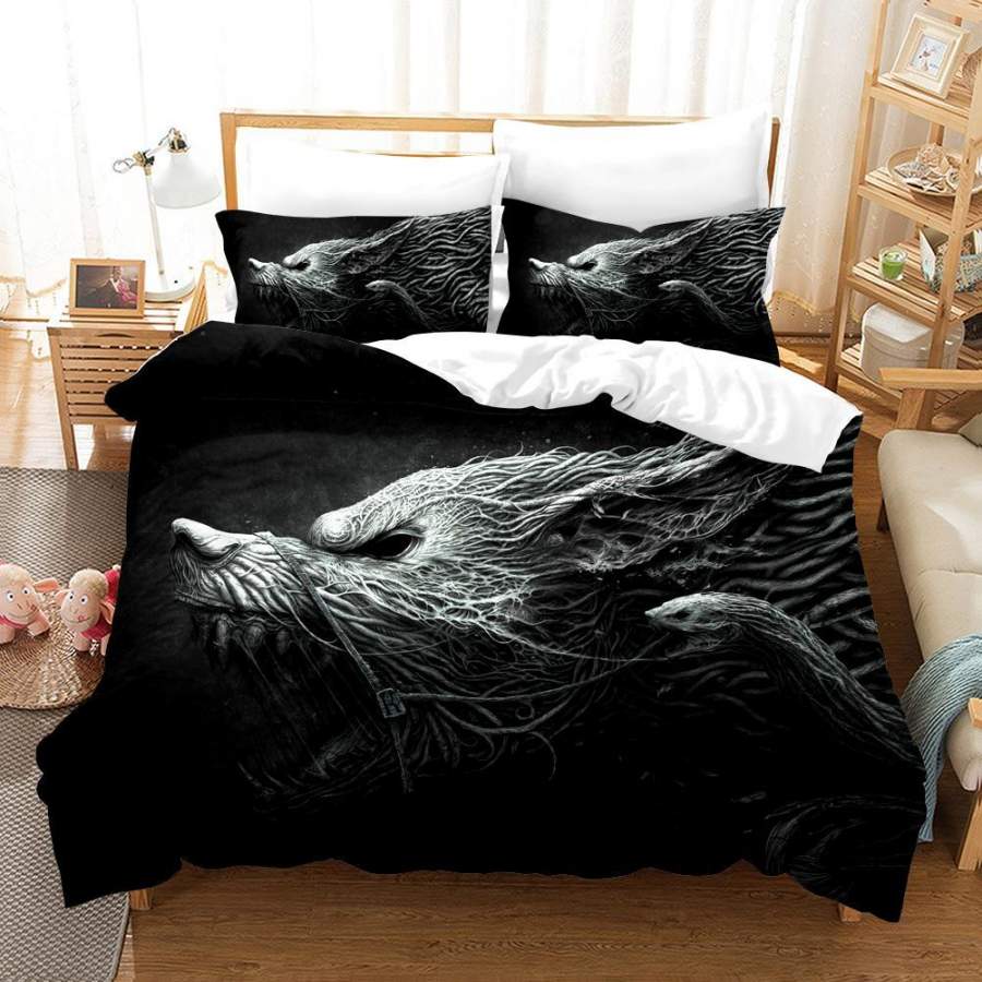 3D Black Wolf Quilt Cover Set Bedding Set Pillowcases 110