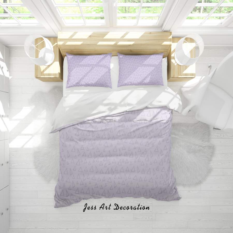 3D Purple Triangle Quilt Cover Set Bedding Set Duvet Cover Pillowcases SF19