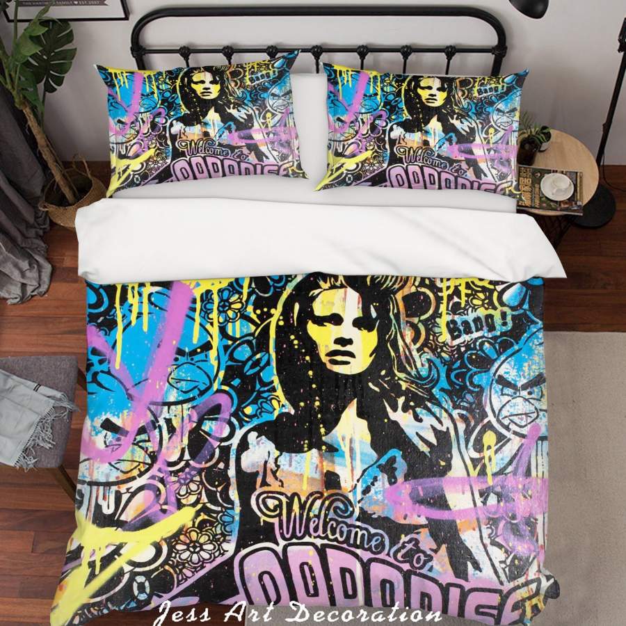 3D Speedy Graphito Lady Colourful Graffiti Quilt Cover Set Bedding Set Duvet Cover Pillowcases  ZY D146