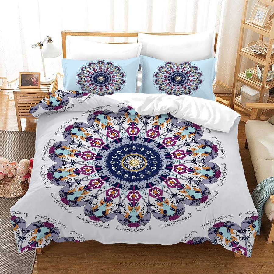 3D Medallion Floral Quilt Cover Set Bedding Set Duvet Cover Pillowcases JN 1096