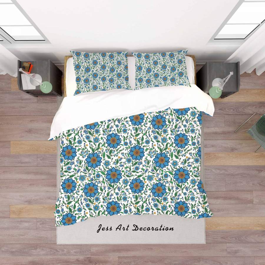 3D Blue Floral Quilt Cover Set Bedding Set Duvet Cover Pillowcases SF119