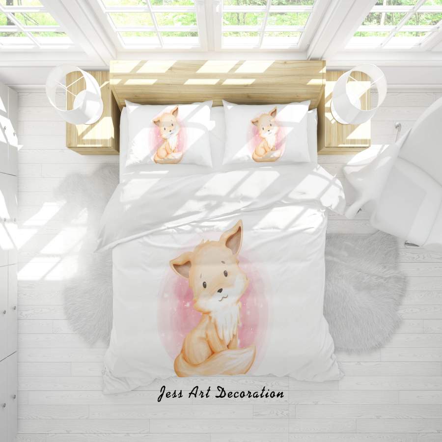 3D White Fox Quilt Cover Set Bedding Set Duvet Cover Pillowcases SF02