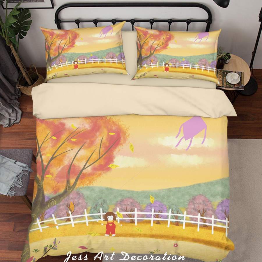 3D Cartoon Tree Kite Girl Quilt Cover Set Bedding Set Duvet Cover Pillowcases A594 LQH