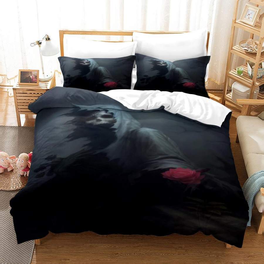 3D Black Skull Quilt Cover Set Bedding Set Duvet Cover Pillowcases A195 LQH