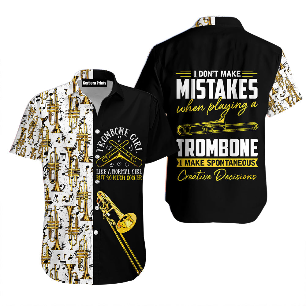 Trombone Girl Music Instrument Hawaiian Shirt