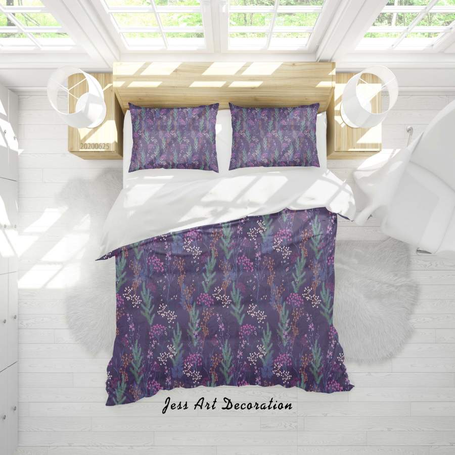 3D Purple Floral Quilt Cover Set Bedding Set Duvet Cover Pillowcases SF94