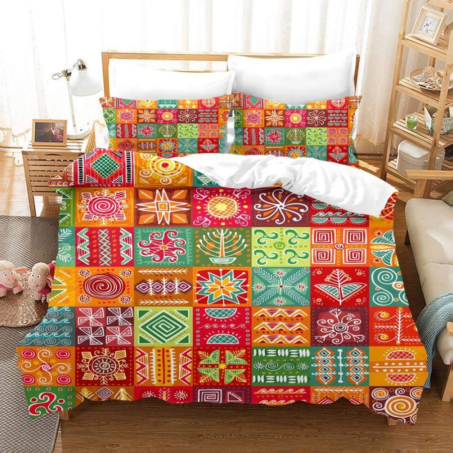 3D Square Floral Pattern Quilt Cover Set Bedding Set Duvet Cover Pillowcases SF05