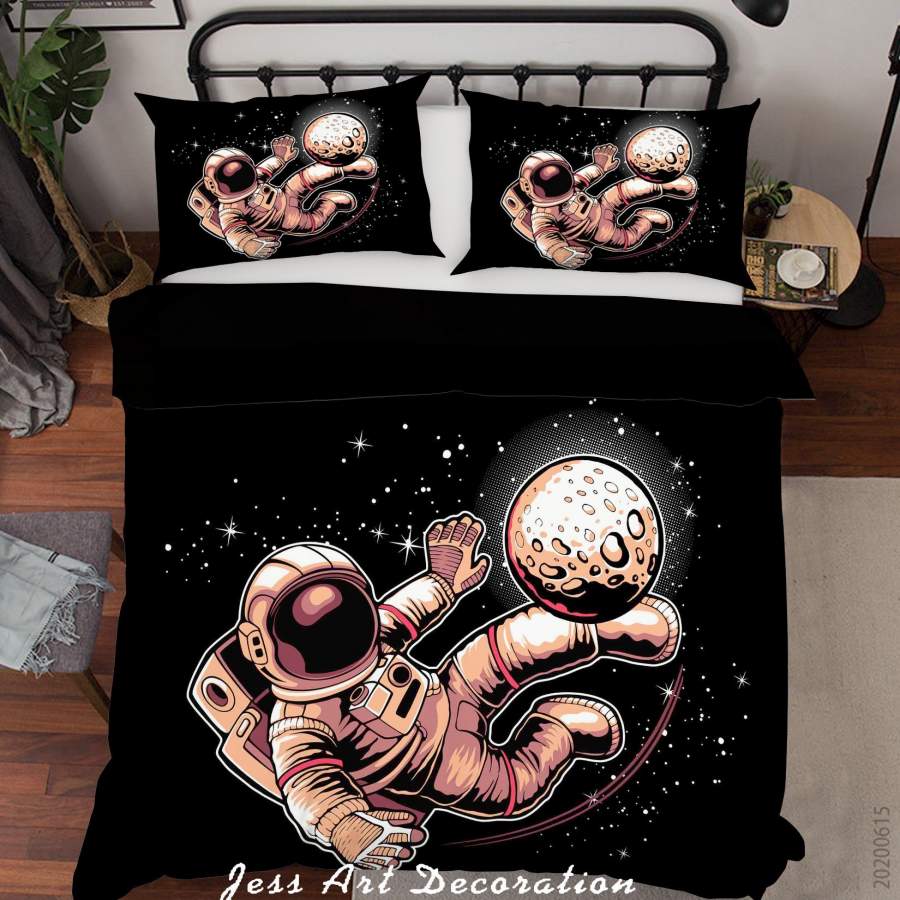 3D Black Planet Astronaut Quilt Cover Set Bedding Set Duvet Cover Pillowcases SF05