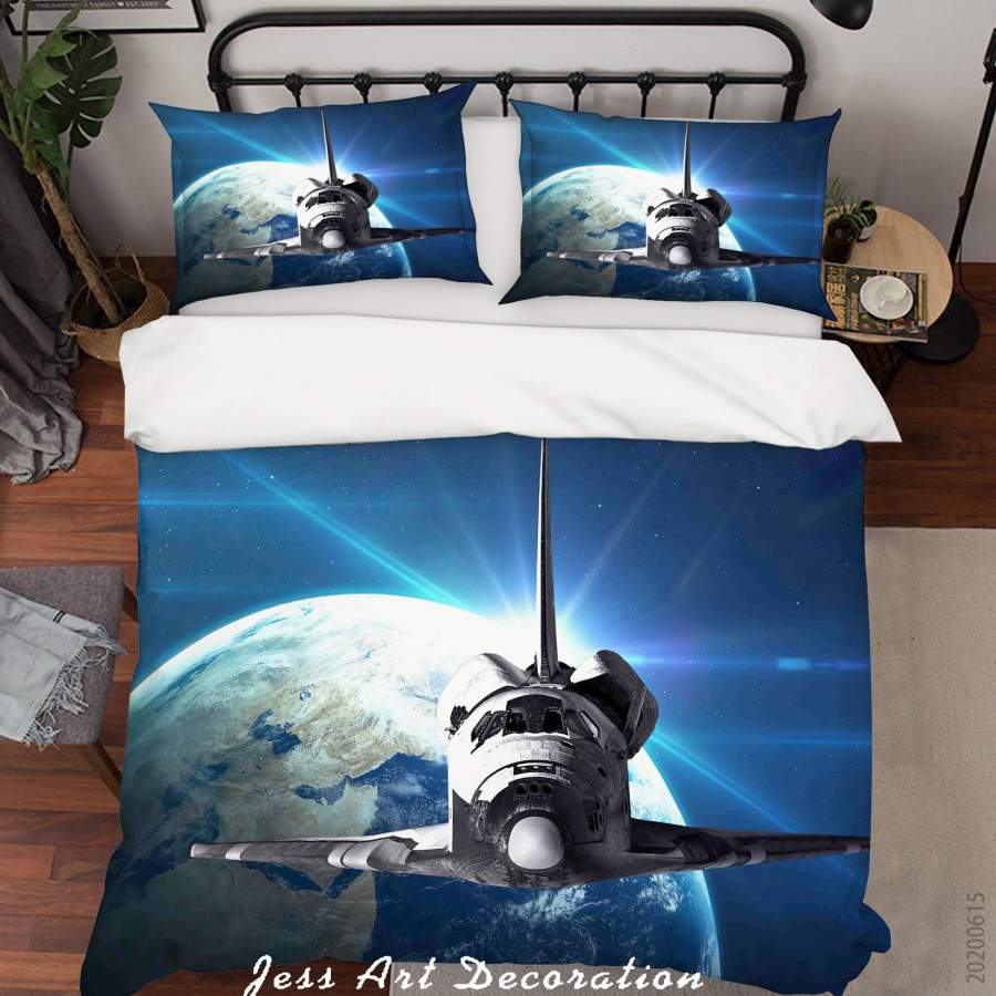 3D Blue Planet Aircraft Quilt Cover Set Bedding Set Duvet Cover Pillowcases SF82