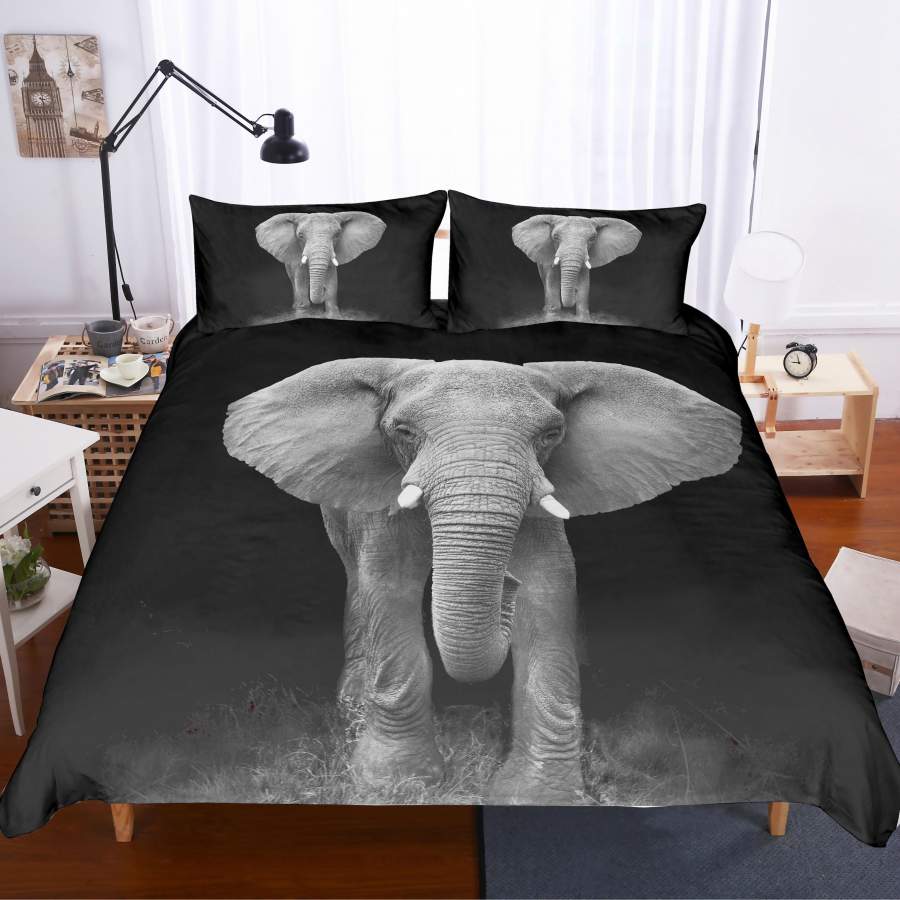 3D Black White Animals Elephant Quilt Cover Set Bedding Set Pillowcases 28