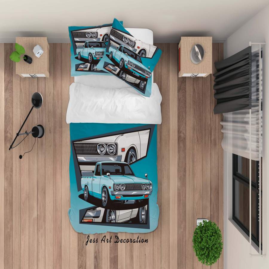 3D Pickup Truck Blue Quilt Cover Set Bedding Set Duvet Cover Pillowcases A036 LQH