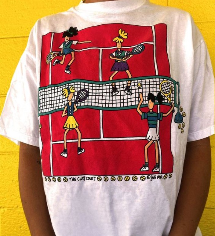 Vintage 1992 Juli Tennis Lesson The Clay Court Tee Shirt Outfit, Shirt Outfit Idea