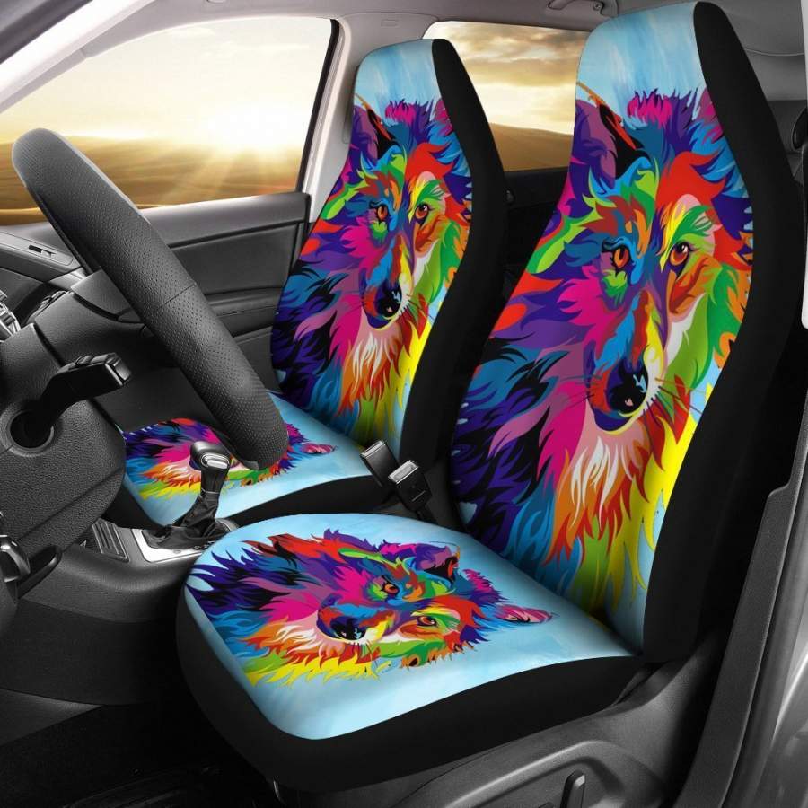 Wolf Art Colorful Car Seat Covers