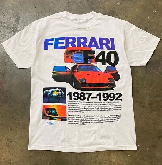 Vintage Ferrari F40 Sport Car 1987-1992 Tee Shirt Outfit, Shirt Outfit Idea