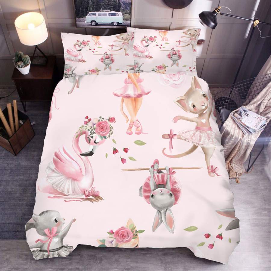 3D Pink Rabbit Cat Flamingo Quilt Cover Set Bedding Set Duvet Cover Pillowcases SF19