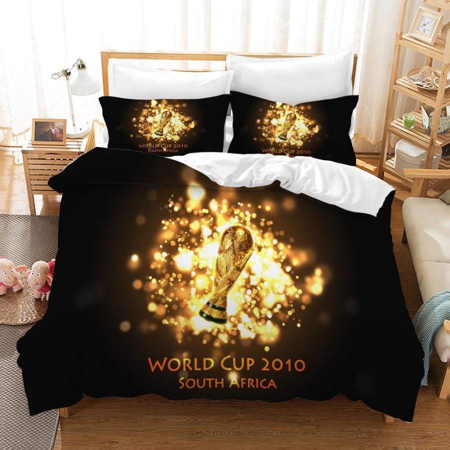 3D Golden Football Trophy Quilt Cover Set Bedding Set Duvet Cover Pillowcases SF163