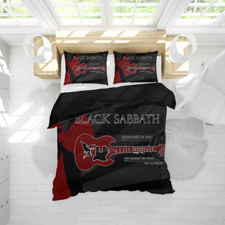 3D Guitar Black Sabbath Quilt Cover Set Bedding Set Duvet Cover Pillowcases SF81