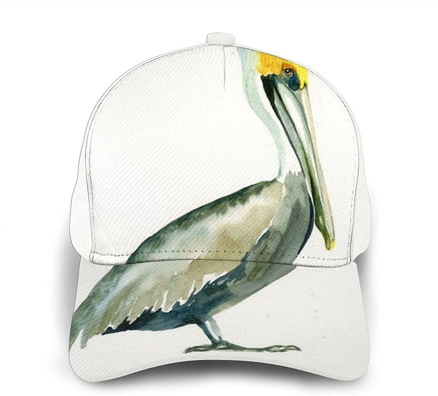 Watercolor Blue Pelicans Classic Baseball 3D Cap Adjustable Twill Sports Dad Hats For Unisex