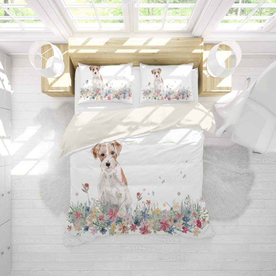 3D Dog Floral Quilt Cover Set Bedding Set Pillowcases 13