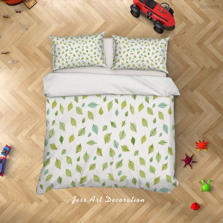 3D White Leaves Quilt Cover Set Bedding Set Duvet Cover Pillowcases SF46