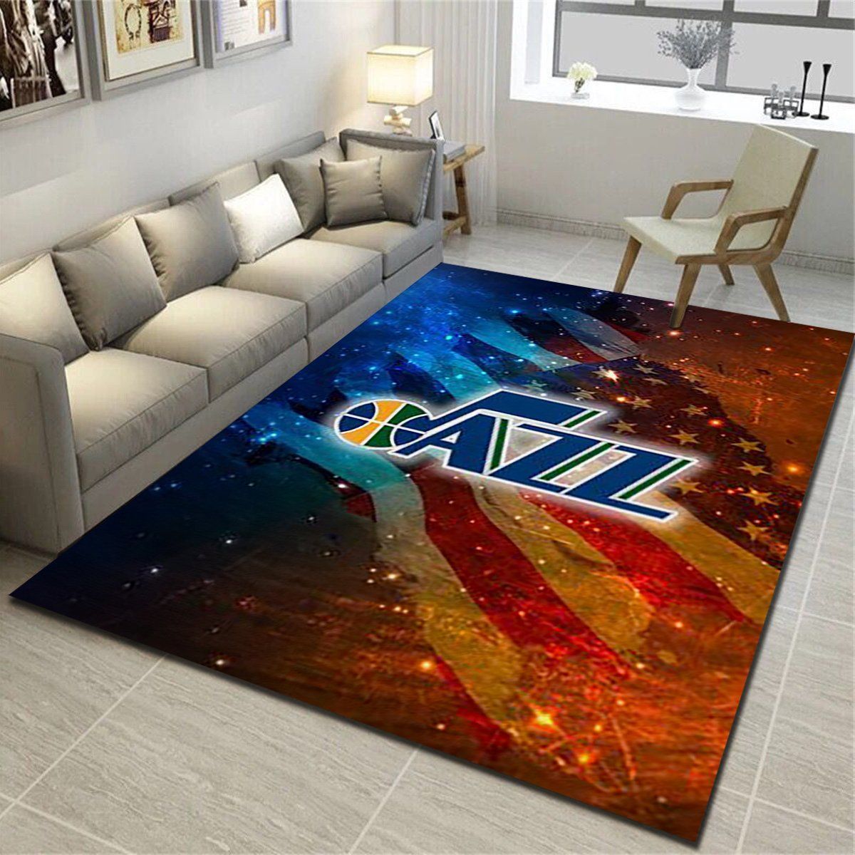 Utah Jazz Rug, Basketball Team Living Room Carpet, Fan Cave Floor Mat