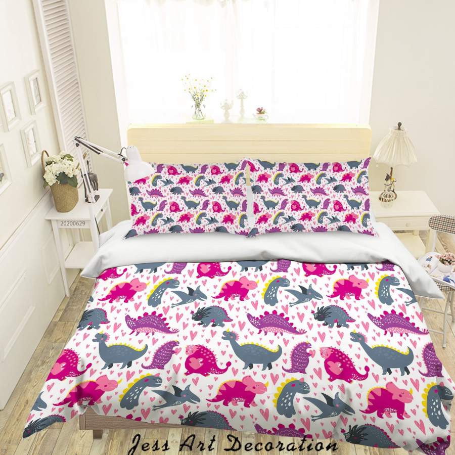 3D Dinosaur Heart Quilt Cover Set Bedding Set Duvet Cover Pillowcases SF28