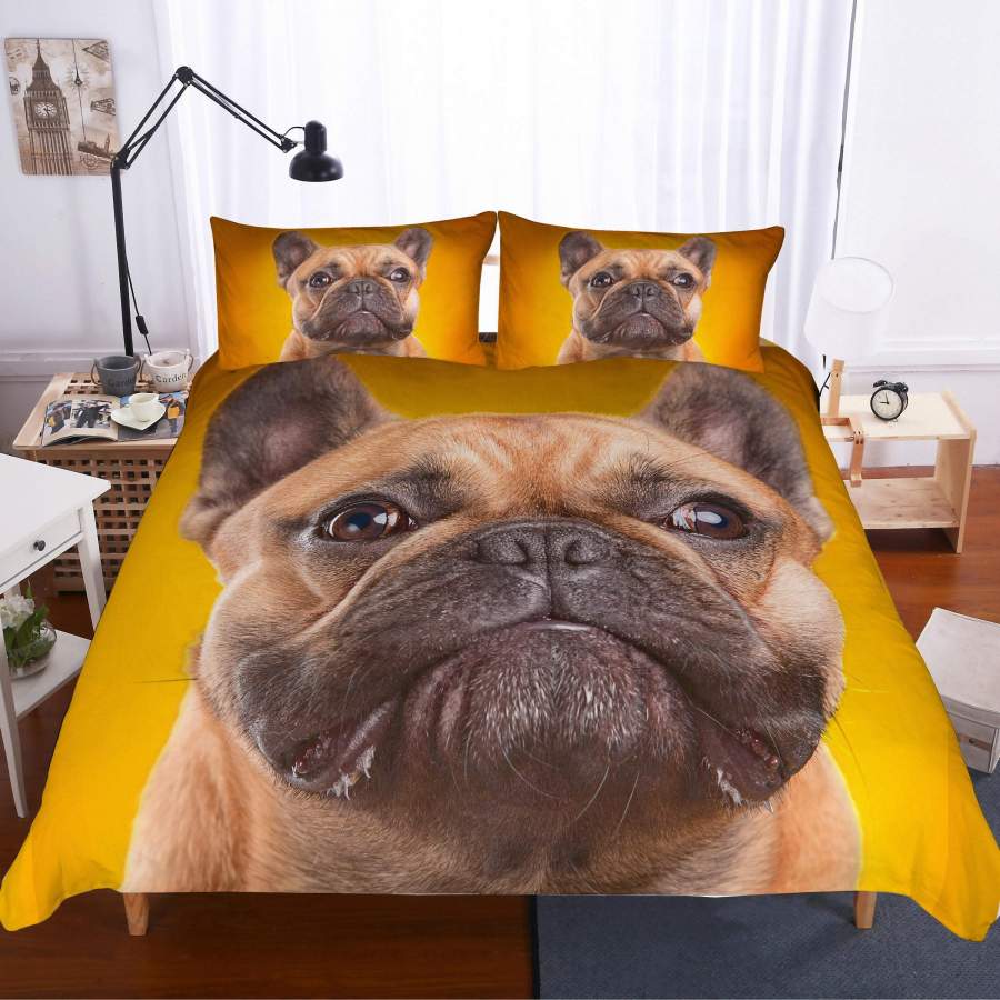 3D Cartoon  Pug  Quilt Cover Set Bedding Set Pillowcases