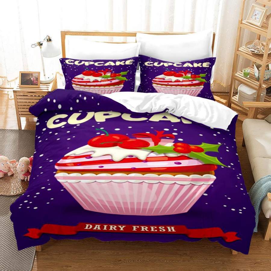 3D Christmas Cake Purple Quilt Cover Set Bedding Set Duvet Cover Pillowcases A624 LQH